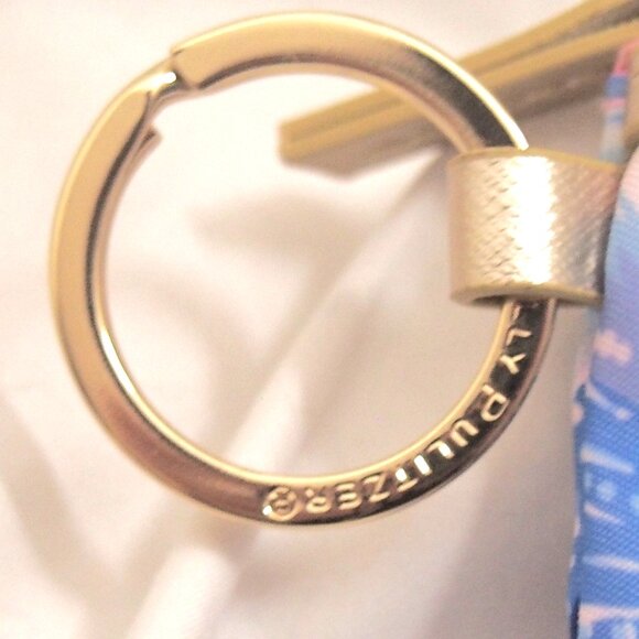 Lilly Pulitzer Pink Gold & Blue Zip Card Case Keychain Coin Pouch, ID Holder - Picture 3 of 8